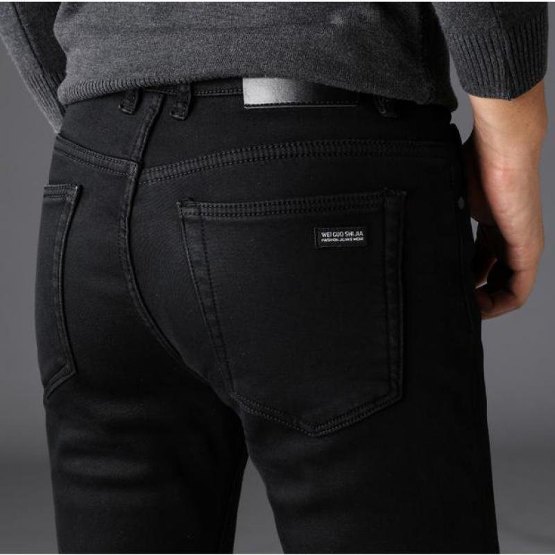 Men's Stretch Black Jeans Classic Style Business Fashion Pure Black Slim-fit Denim Pants Male Brand Casual Trousers 6 Men's Stretch Black Jeans Classic Style Business Fashion Pure Black Slim-fit Denim Pants Male Brand Casual Trousers 6
