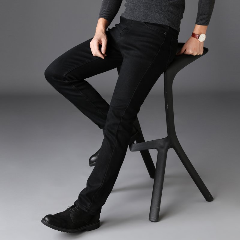 Men's Stretch Black Jeans Classic Style Business Fashion Pure Black Slim-fit Denim Pants Male Brand Casual Trousers 4 Men's Stretch Black Jeans Classic Style Business Fashion Pure Black Slim-fit Denim Pants Male Brand Casual Trousers 4