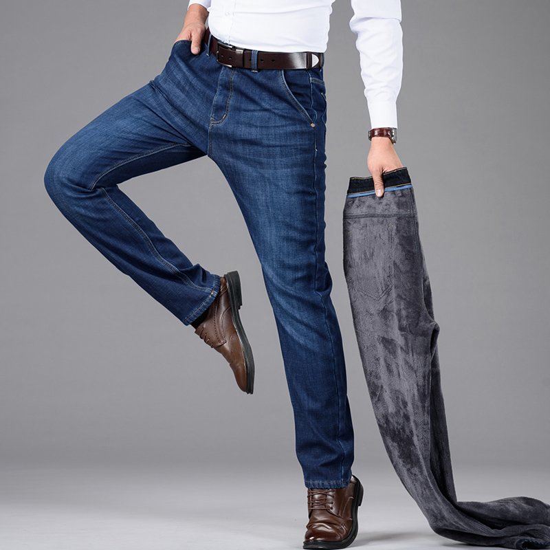 Classic Style Winter Men's Warm Business Jeans Fashion Casual Denim Stretch Cotton Thick Fleece Denim Pants Male Brand Trousers 5 Classic Style Winter Men's Warm Business Jeans Fashion Casual Denim Stretch Cotton Thick Fleece Denim Pants Male Brand Trousers 5